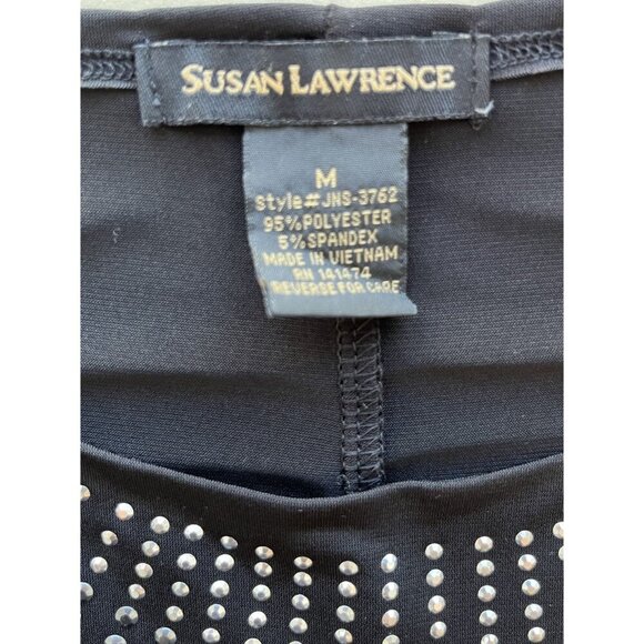 Susan Lawrence Black Embellished Cutout Shoulder Tank Top M Stretch - Picture 4 of 4